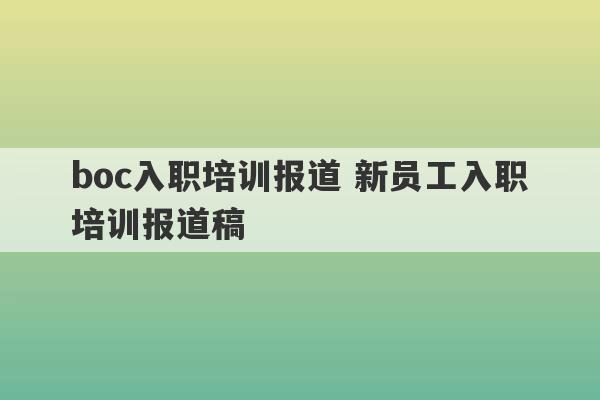 boc入职培训报道 新员工入职培训报道稿