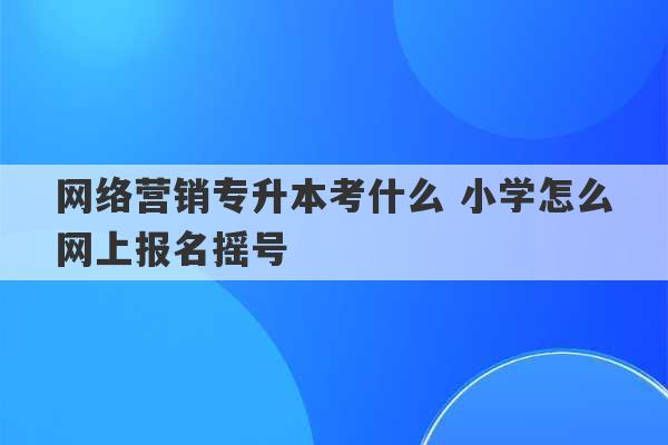 网络营销专升本考什么 小学怎么网上报名摇号