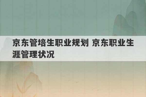 京东管培生职业规划 京东职业生涯管理状况