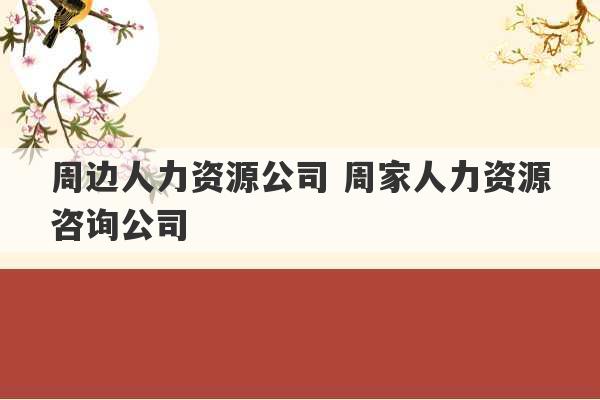 周边人力资源公司 周家人力资源咨询公司