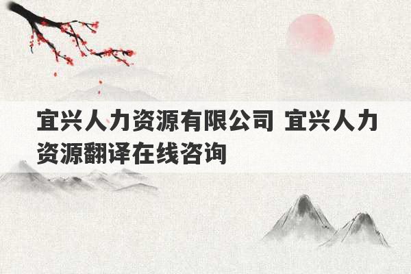 宜兴人力资源有限公司 宜兴人力资源翻译在线咨询