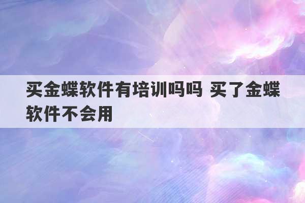 买金蝶软件有培训吗吗 买了金蝶软件不会用