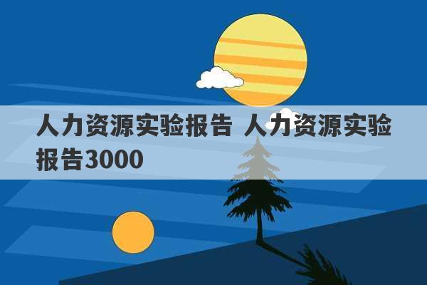 人力资源实验报告 人力资源实验报告3000