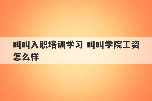 叫叫入职培训学习 叫叫学院工资怎么样