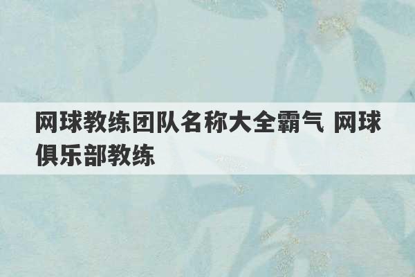 网球教练团队名称大全霸气 网球俱乐部教练