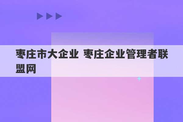 枣庄市大企业 枣庄企业管理者联盟网