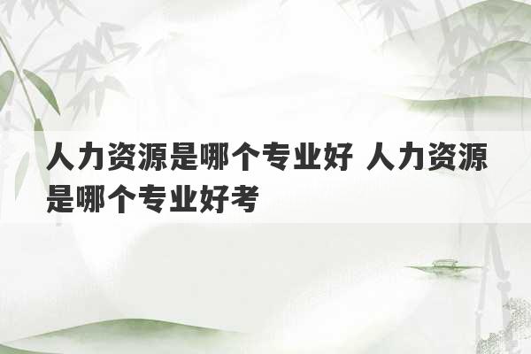 人力资源是哪个专业好 人力资源是哪个专业好考