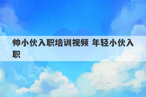 帅小伙入职培训视频 年轻小伙入职