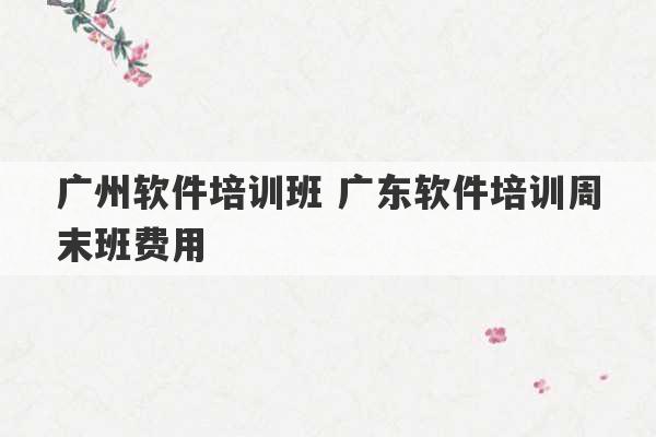 广州软件培训班 广东软件培训周末班费用