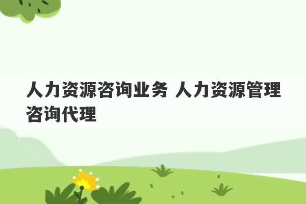 人力资源咨询业务 人力资源管理咨询代理