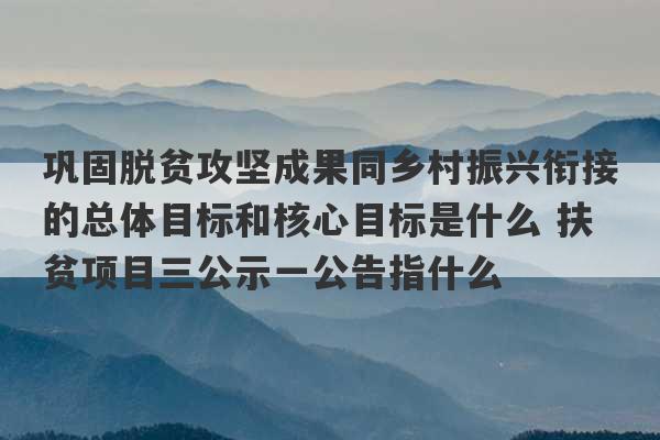 巩固脱贫攻坚成果同乡村振兴衔接的总体目标和核心目标是什么 扶贫项目三公示一公告指什么