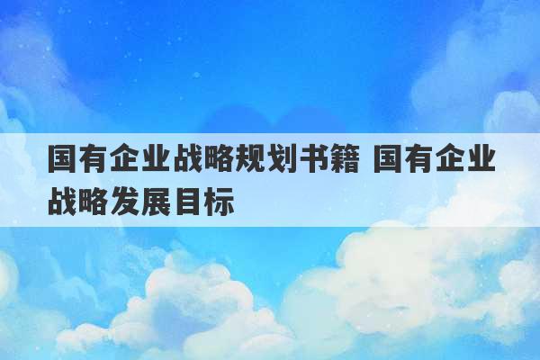 国有企业战略规划书籍 国有企业战略发展目标