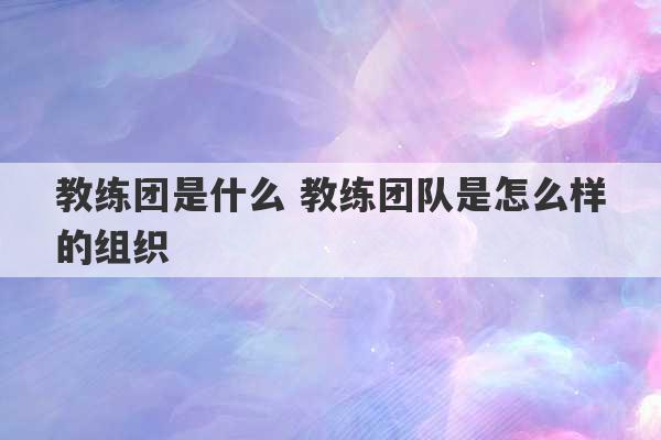 教练团是什么 教练团队是怎么样的组织