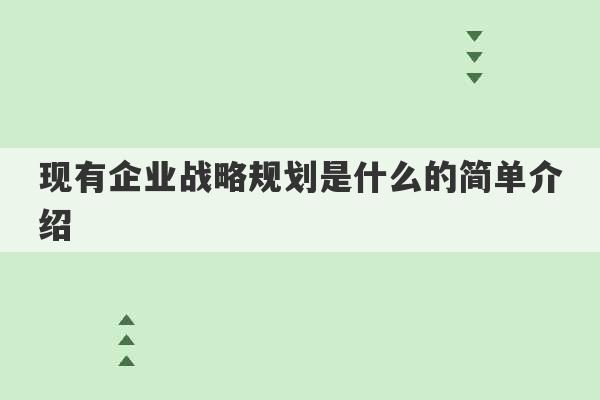 现有企业战略规划是什么的简单介绍