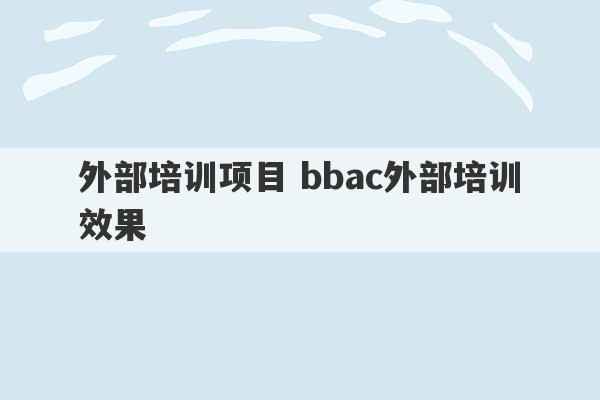 外部培训项目 bbac外部培训效果