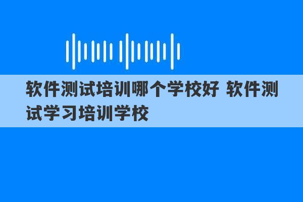 软件测试培训哪个学校好 软件测试学习培训学校