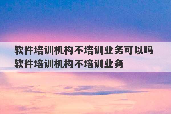 软件培训机构不培训业务可以吗 软件培训机构不培训业务