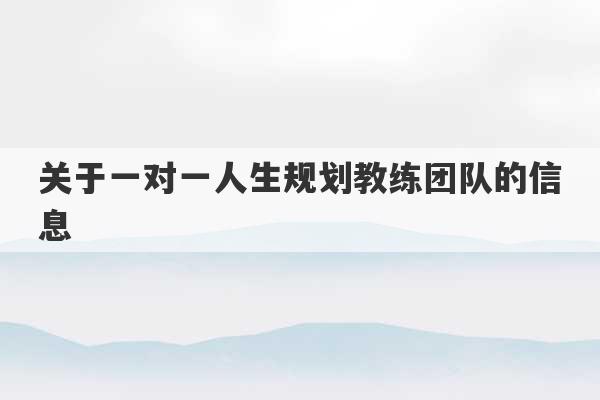 关于一对一人生规划教练团队的信息