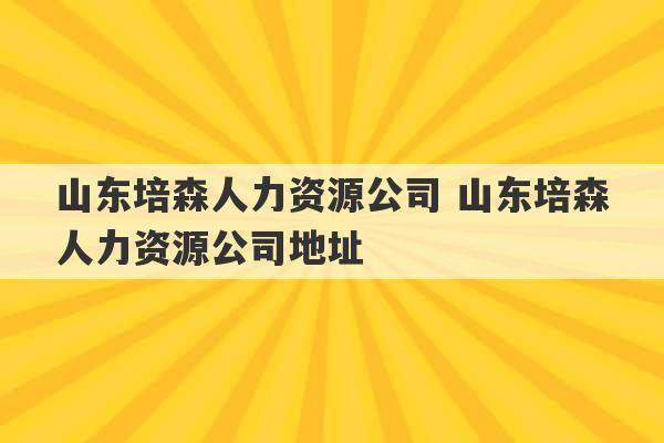 山东培森人力资源公司 山东培森人力资源公司地址