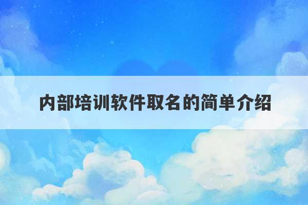 内部培训软件取名的简单介绍