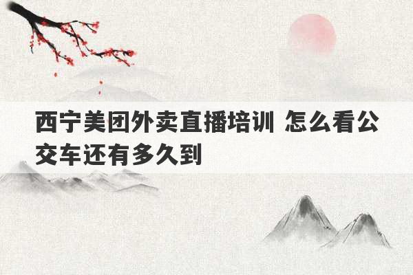 西宁美团外卖直播培训 怎么看公交车还有多久到