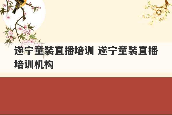 遂宁童装直播培训 遂宁童装直播培训机构