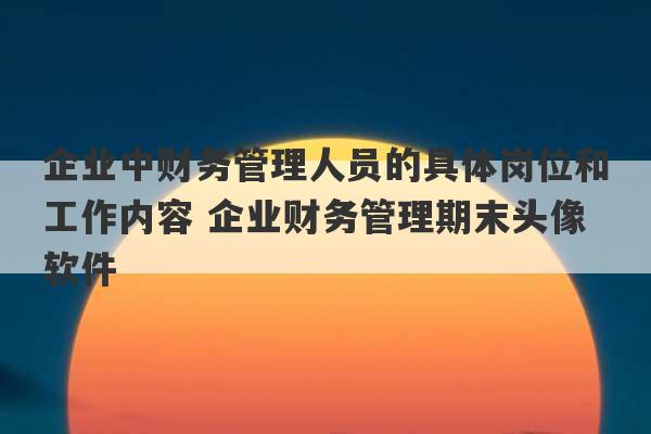 企业中财务管理人员的具体岗位和工作内容 企业财务管理期末头像软件