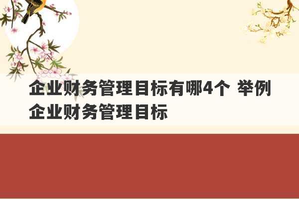 企业财务管理目标有哪4个 举例企业财务管理目标