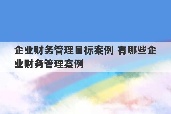 企业财务管理目标案例 有哪些企业财务管理案例