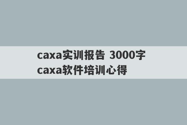 caxa实训报告 3000字 caxa软件培训心得