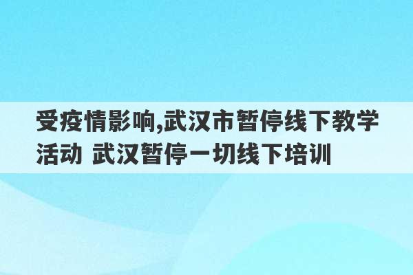 受疫情影响,武汉市暂停线下教学活动 武汉暂停一切线下培训