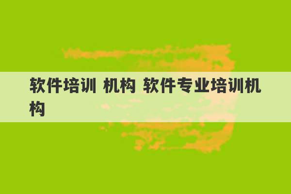 软件培训 机构 软件专业培训机构