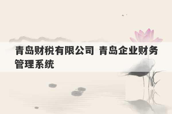 青岛财税有限公司 青岛企业财务管理系统