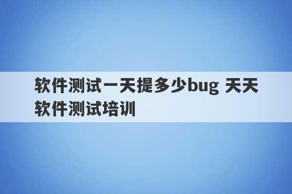 软件测试一天提多少bug 天天软件测试培训