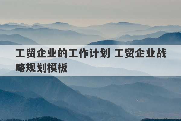 工贸企业的工作计划 工贸企业战略规划模板