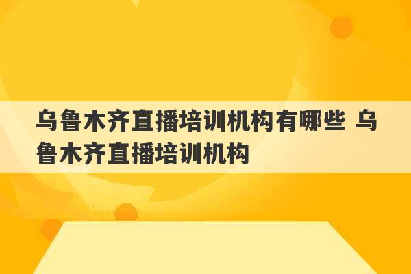 乌鲁木齐直播培训机构有哪些 乌鲁木齐直播培训机构