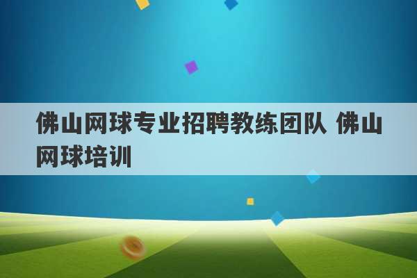 佛山网球专业招聘教练团队 佛山网球培训