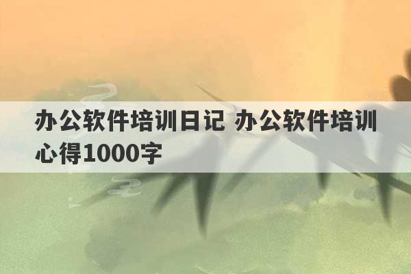 办公软件培训日记 办公软件培训心得1000字