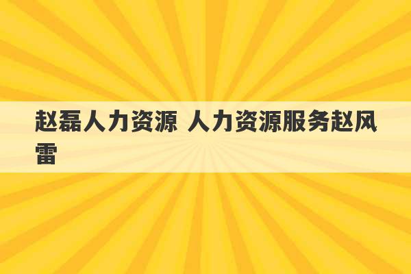 赵磊人力资源 人力资源服务赵风雷