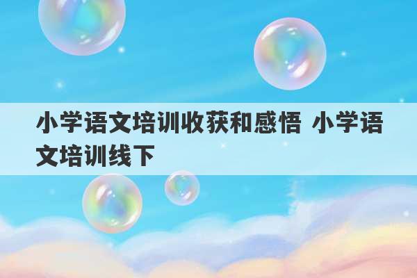 小学语文培训收获和感悟 小学语文培训线下