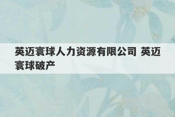 英迈寰球人力资源有限公司 英迈寰球破产