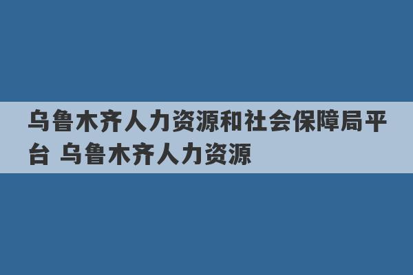 乌鲁木齐人力资源和社会保障局平台 乌鲁木齐人力资源