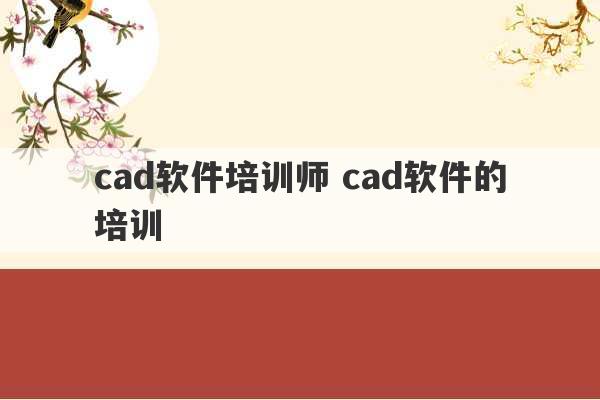 cad软件培训师 cad软件的培训