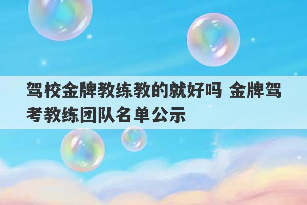 驾校金牌教练教的就好吗 金牌驾考教练团队名单公示