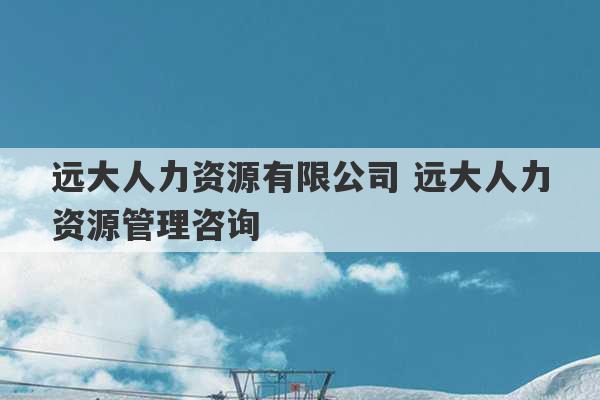 远大人力资源有限公司 远大人力资源管理咨询