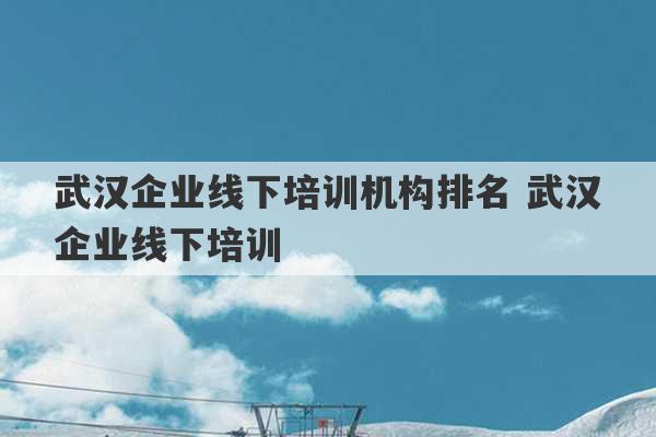 武汉企业线下培训机构排名 武汉企业线下培训