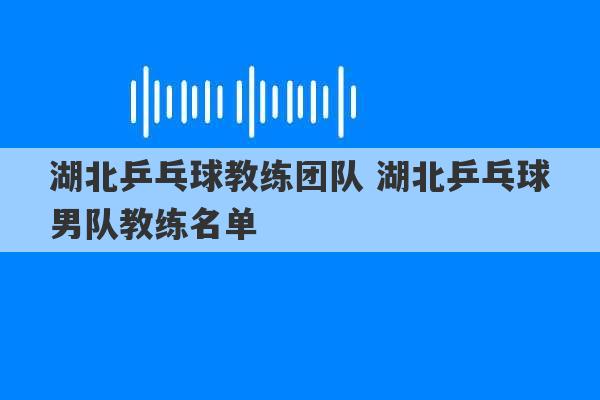 湖北乒乓球教练团队 湖北乒乓球男队教练名单