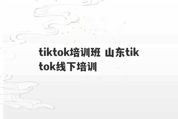 tiktok培训班 山东tiktok线下培训