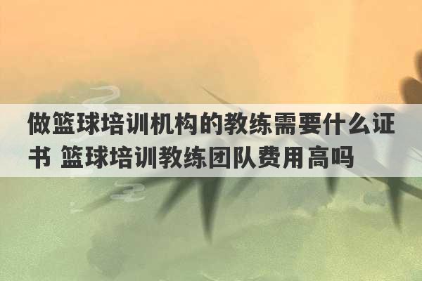 做篮球培训机构的教练需要什么证书 篮球培训教练团队费用高吗