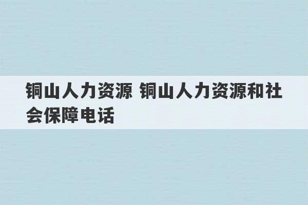 铜山人力资源 铜山人力资源和社会保障电话